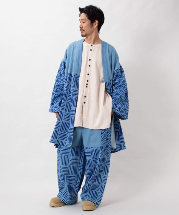 Block Print Print Denim Cardigan