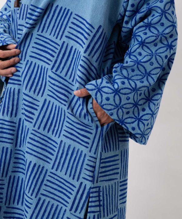 Block Print Print Denim Cardigan