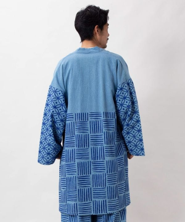 Block Print Print Denim Cardigan