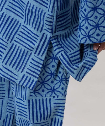Block Print Print Denim Cardigan
