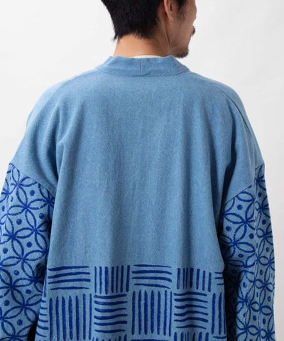 Block Print Print Denim Cardigan
