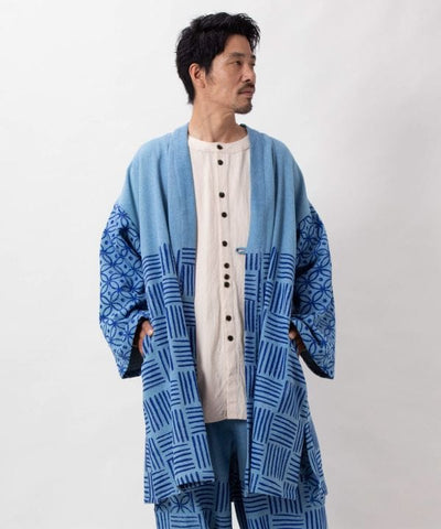 Block Print Print Denim Cardigan