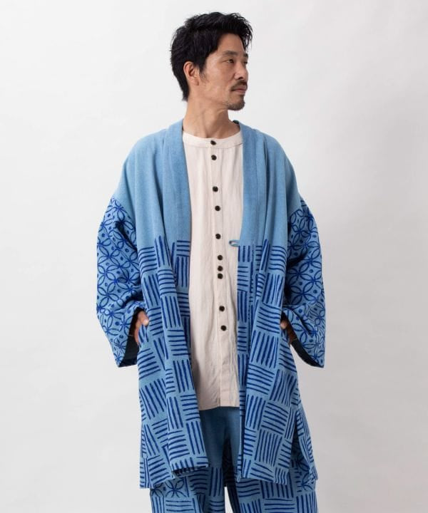 Block Print Print Denim Cardigan