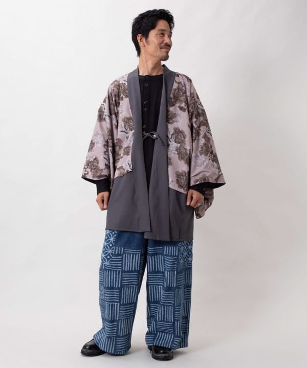 Block Print Pattern Denim Pants for Men