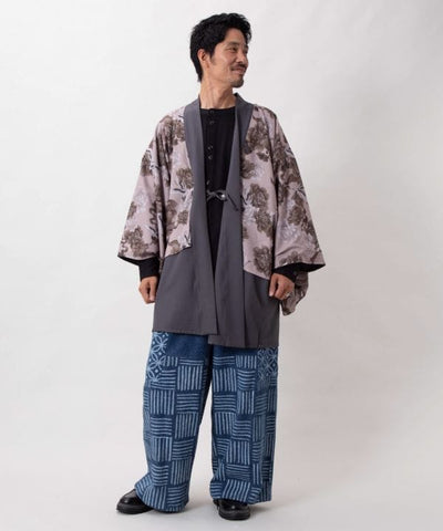 Block Print Pattern Denim Pants for Men