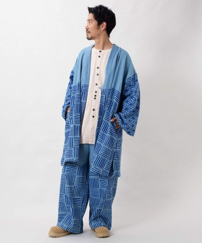 Block Print Pattern Denim Pants for Men