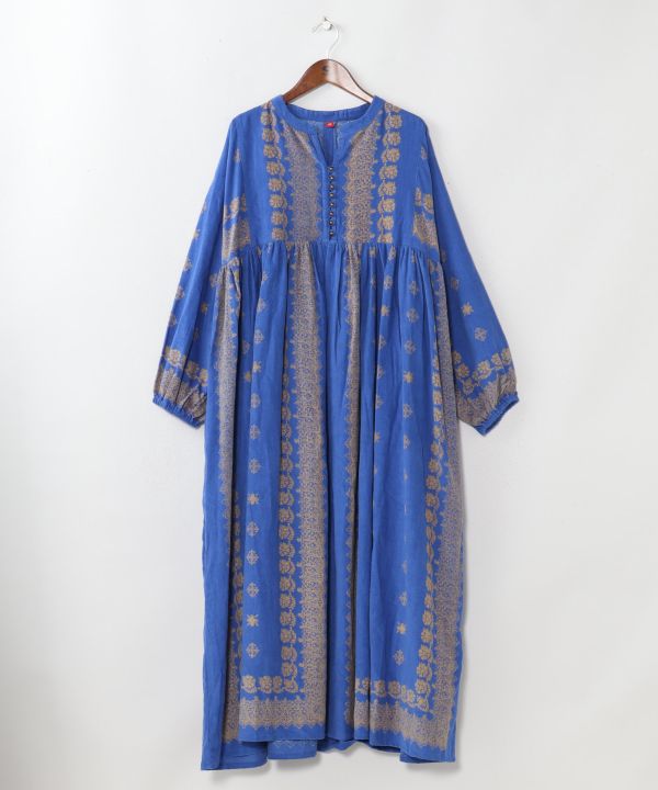 Block Print Corduroy Dress by AMINA - Ametsuchi