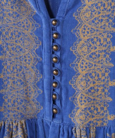 Block Print Corduroy Dress by AMINA - Ametsuchi