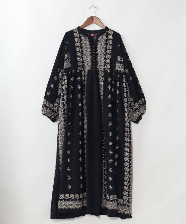 Block Print Corduroy Dress by AMINA - Ametsuchi