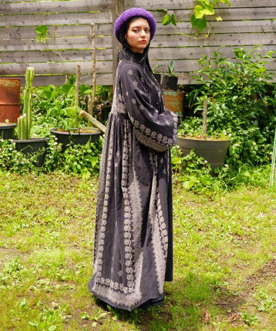Block Print Corduroy Dress by AMINA - Ametsuchi