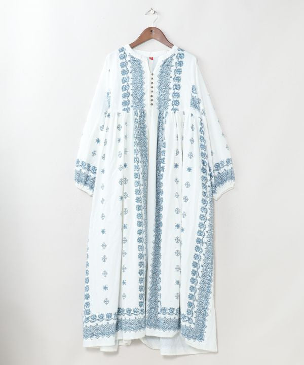 Block Print Corduroy Dress by AMINA - Ametsuchi