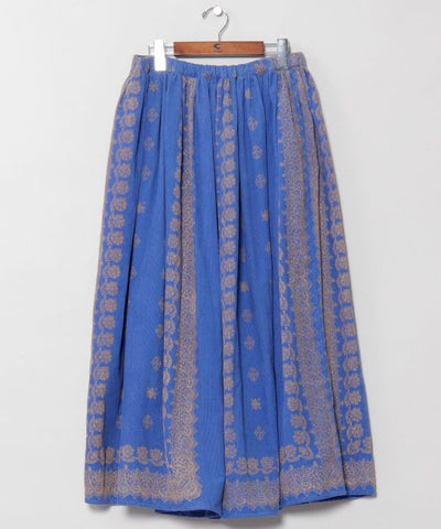 Block Print Corduroy Flare Skirt by AMINA - Ametsuchi