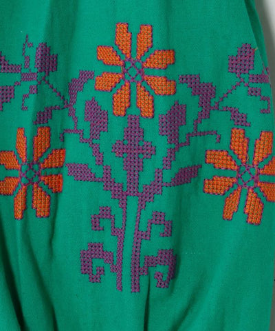Bohemian Embroidered Cotton Twill Top