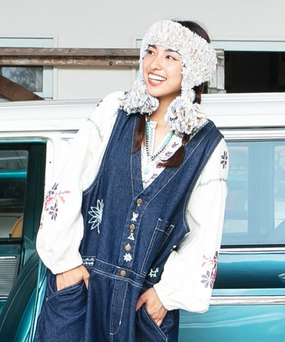 Bohemian Embroidered Cotton Twill Top