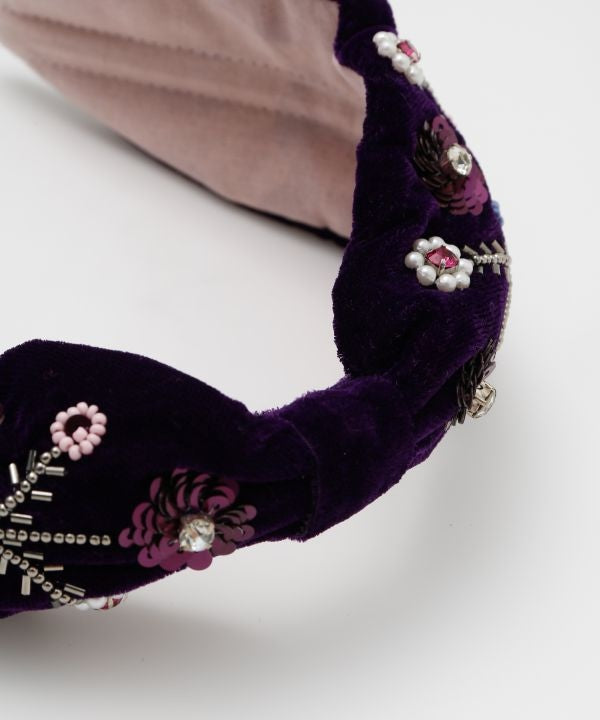 Indian Embroidered Beaded Sequin Headband by AMINA - Ametsuchi