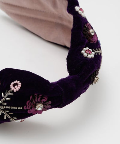 Indian Embroidered Beaded Sequin Headband by AMINA - Ametsuchi