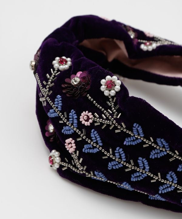 Indian Embroidered Beaded Sequin Headband by AMINA - Ametsuchi