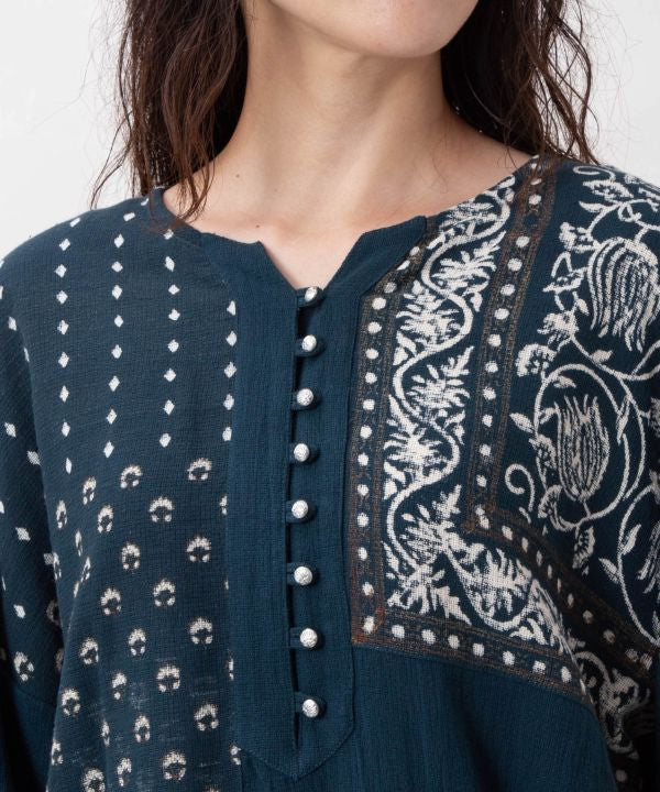 Indian Block Print Asymmetrical Top