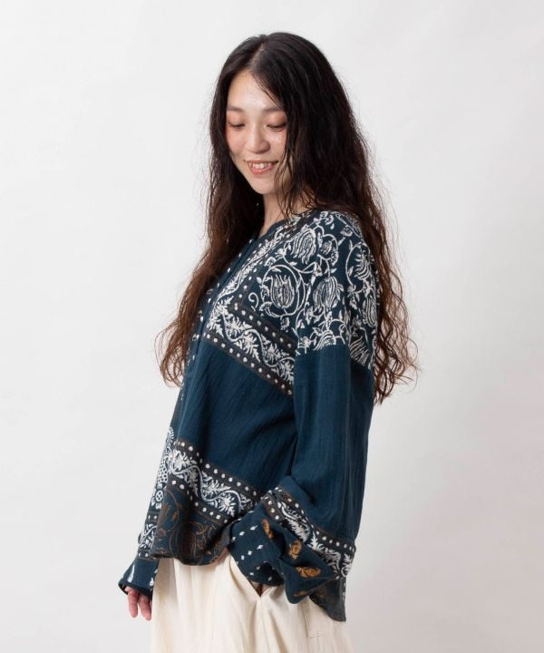 Indian Block Print Asymmetrical Top