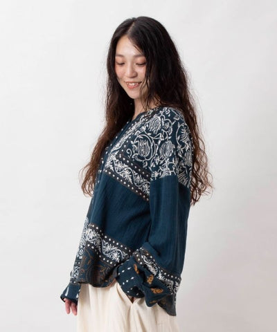 Indian Block Print Asymmetrical Top