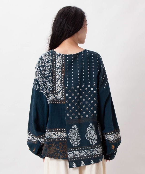 Indian Block Print Asymmetrical Top
