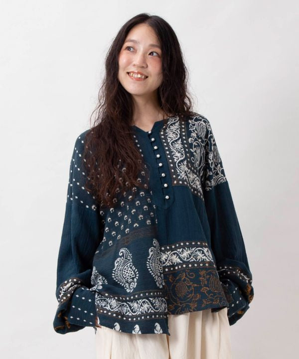 Indian Block Print Asymmetrical Top