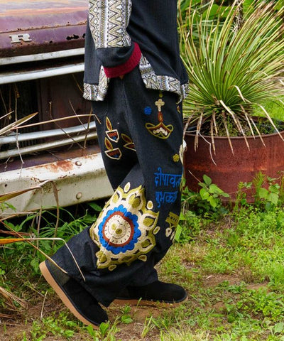 Men's Ari Embroidered Denim Pants by AMINA - Ametsuchi