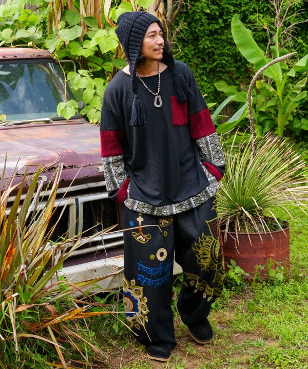 Men's Ari Embroidered Denim Pants by AMINA - Ametsuchi