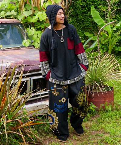 Men's Ari Embroidered Denim Pants by AMINA - Ametsuchi