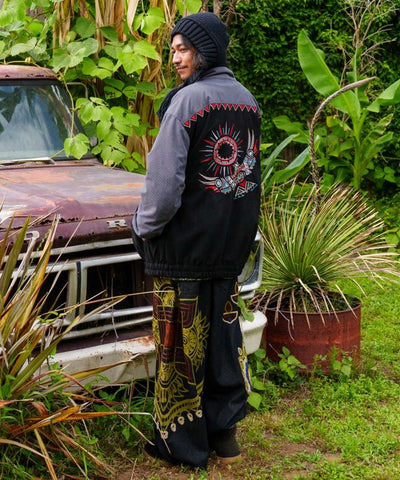 Men's Ari Embroidered Denim Pants by AMINA - Ametsuchi