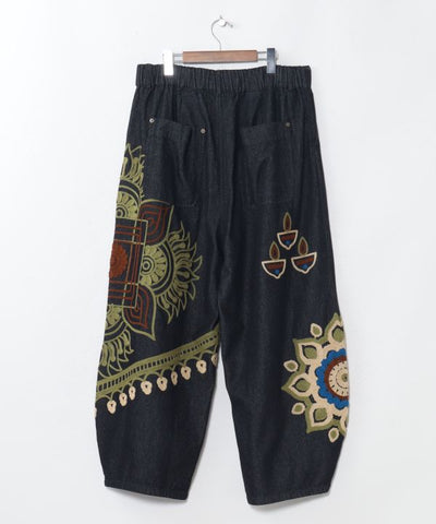 Men's Ari Embroidered Denim Pants by AMINA - Ametsuchi