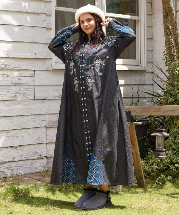 Fireworks Embroidered Denim Dress