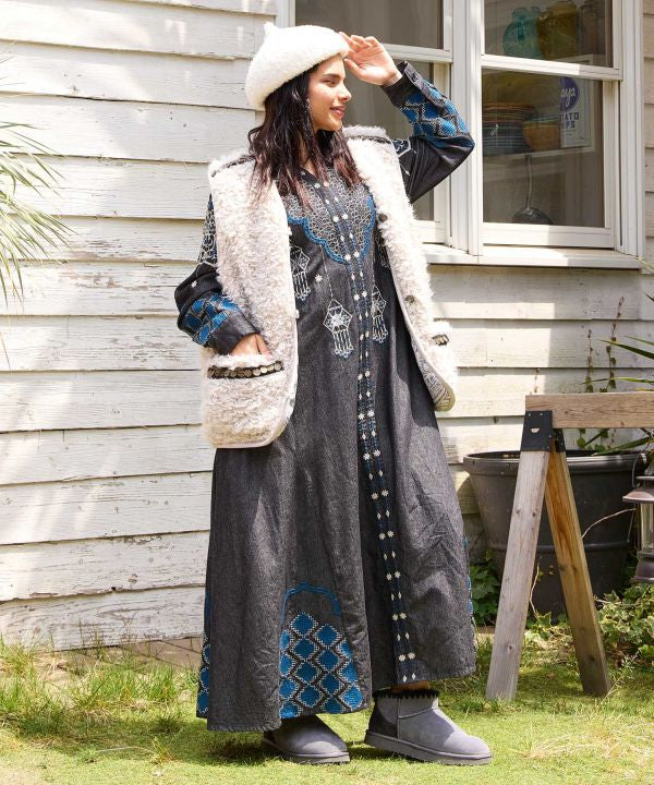 Fireworks Embroidered Denim Dress