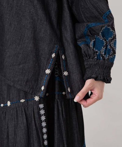 Boehmian Embroidered Denim Top