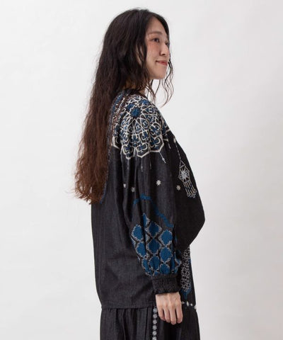 Boehmian Embroidered Denim Top