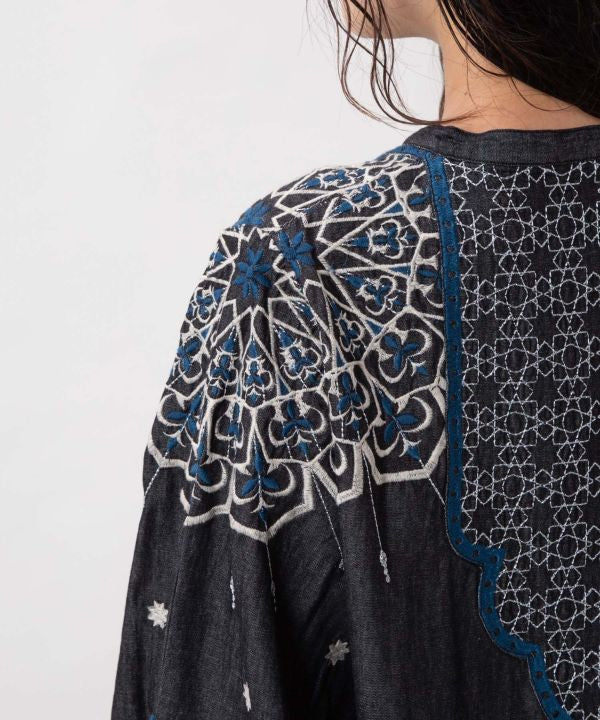 Boehmian Embroidered Denim Top