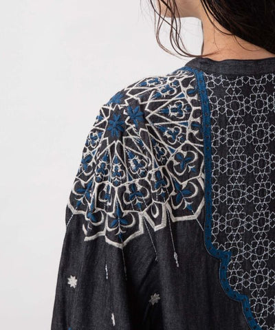 Boehmian Embroidered Denim Top