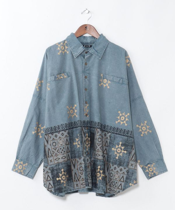 Vintage Geometric Print Men's Shirt