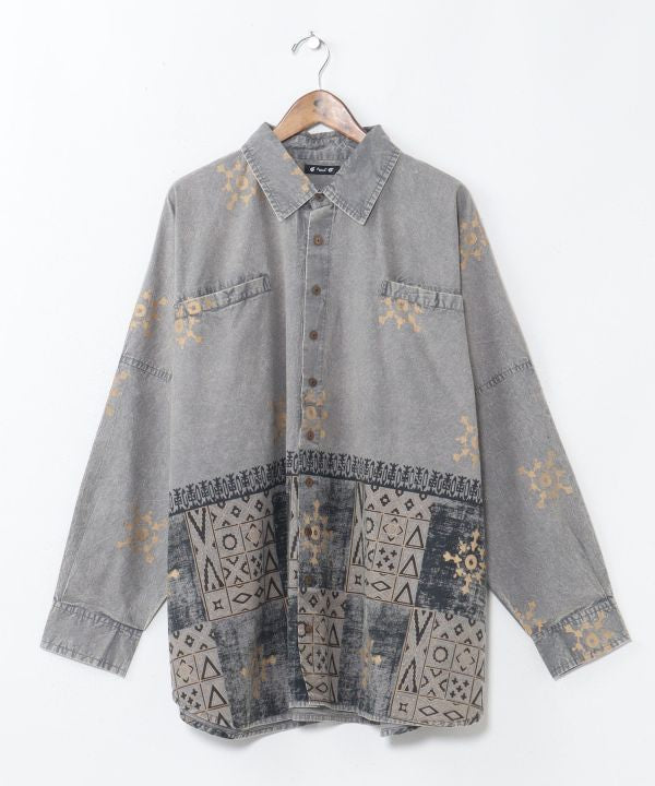 Vintage Geometric Print Men's Shirt by AMINA - Ametsuchi