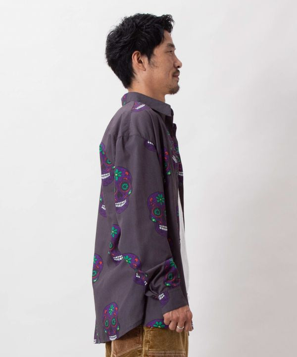 Sugar Skull Print Shirt by AMINA - Ametsuchi