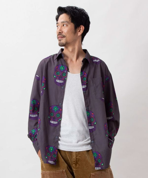 Sugar Skull Print Shirt by AMINA - Ametsuchi