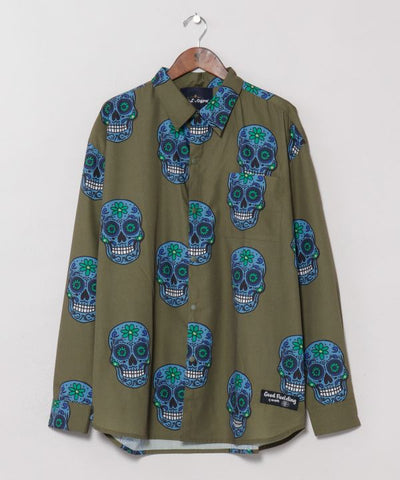 Sugar Skull Print Shirt by AMINA - Ametsuchi