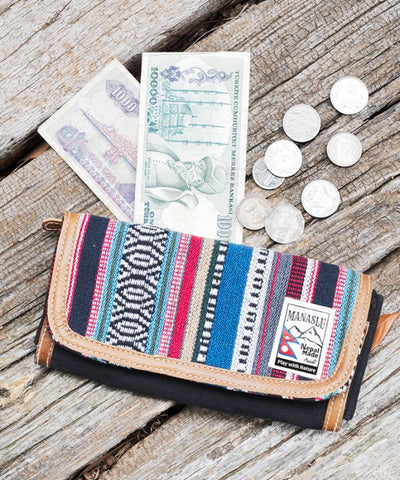 Nepalese Gheri Leather Long Wallet by AMINA - Ametsuchi