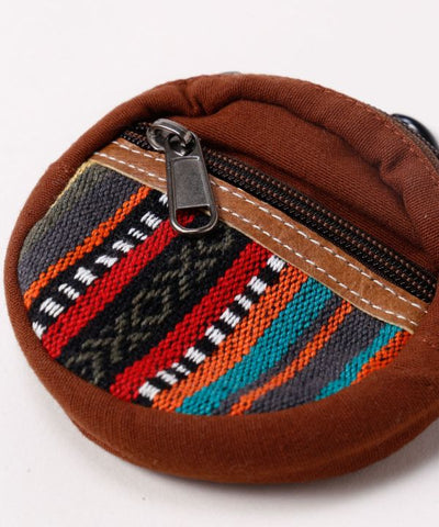Nepalese Gheri Leather Round Pouch by AMINA - Ametsuchi