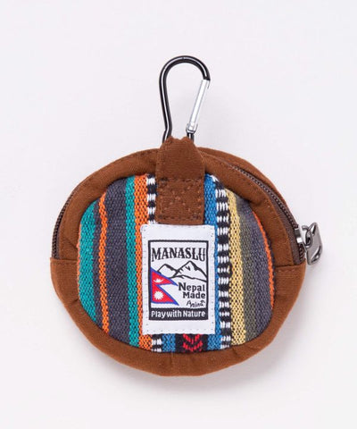 Nepalese Gheri Leather Round Pouch by AMINA - Ametsuchi