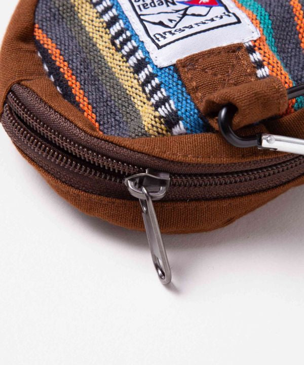 Nepalese Gheri Leather Round Pouch by AMINA - Ametsuchi