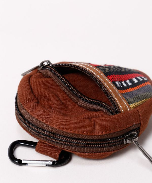 Nepalese Gheri Leather Round Pouch by AMINA - Ametsuchi