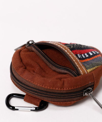 Nepalese Gheri Leather Round Pouch by AMINA - Ametsuchi