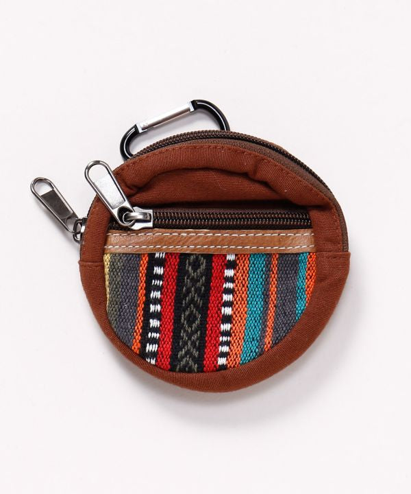 Nepalese Gheri Leather Round Pouch by AMINA - Ametsuchi