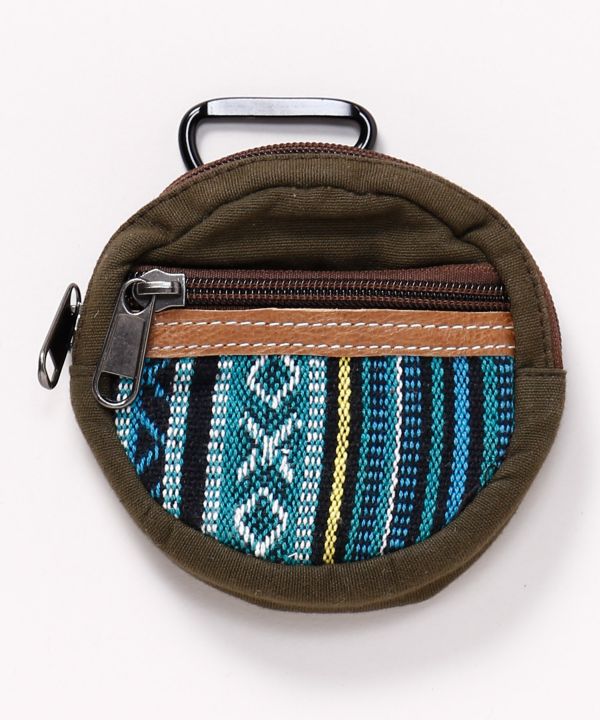 Nepalese Gheri Leather Round Pouch by AMINA - Ametsuchi